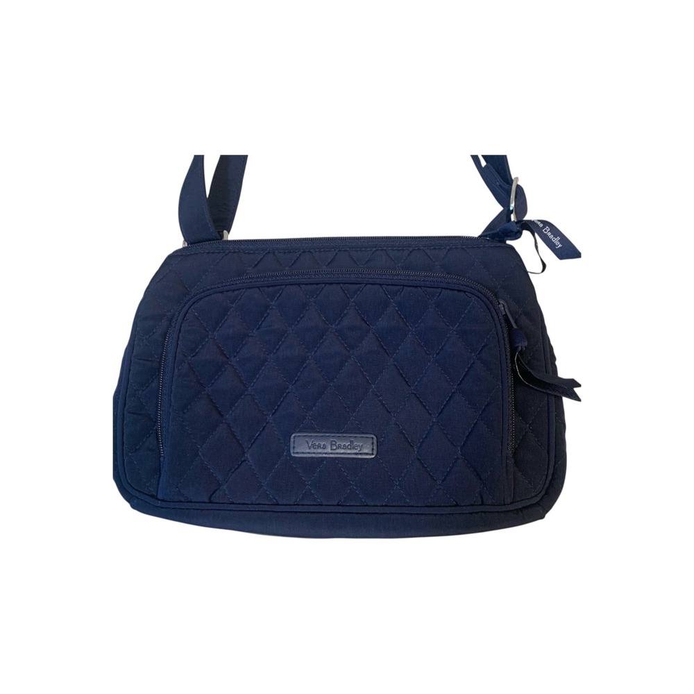 Vera Bradley Navy Blue Quilted Microfiber Crossbody Shoulder Bag U-Zip Pocket